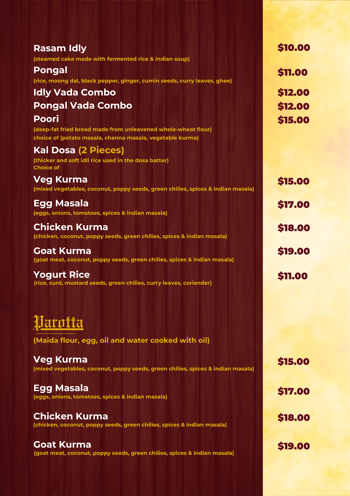 Menu Card Page 10
