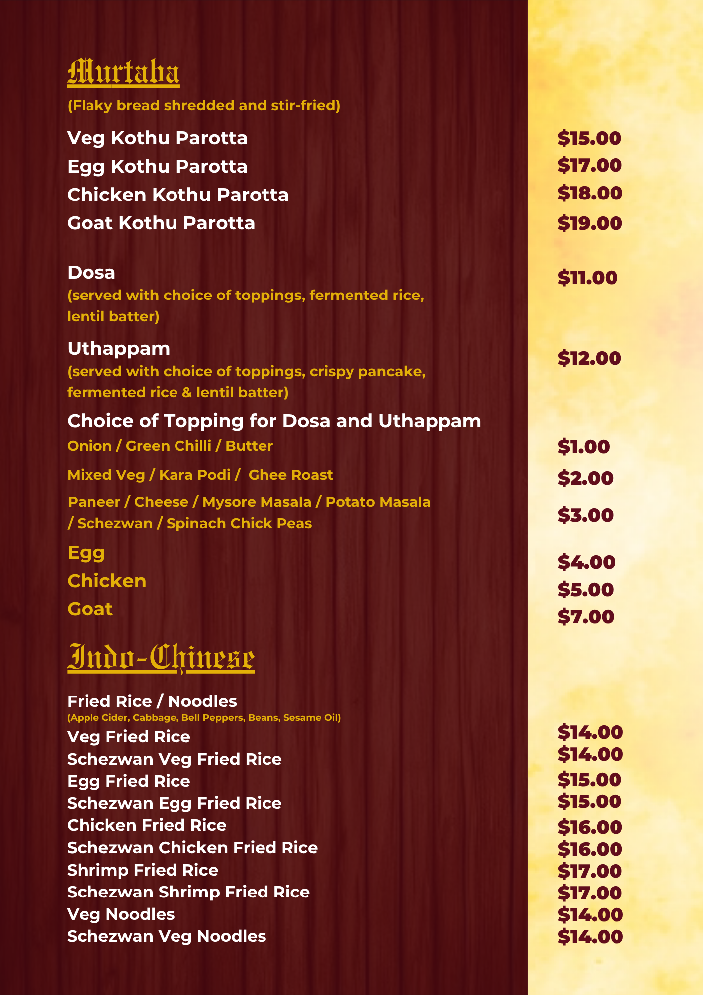 Menu Card Page 11