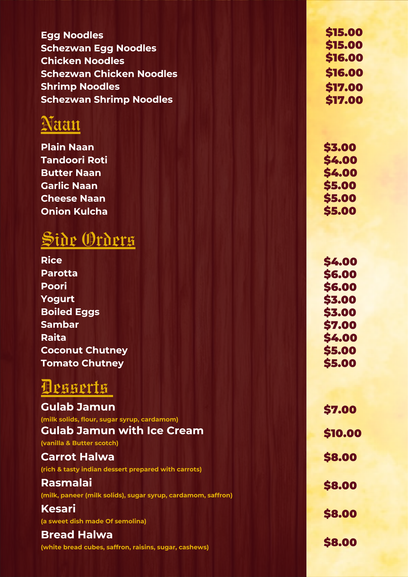Menu Card Page 12