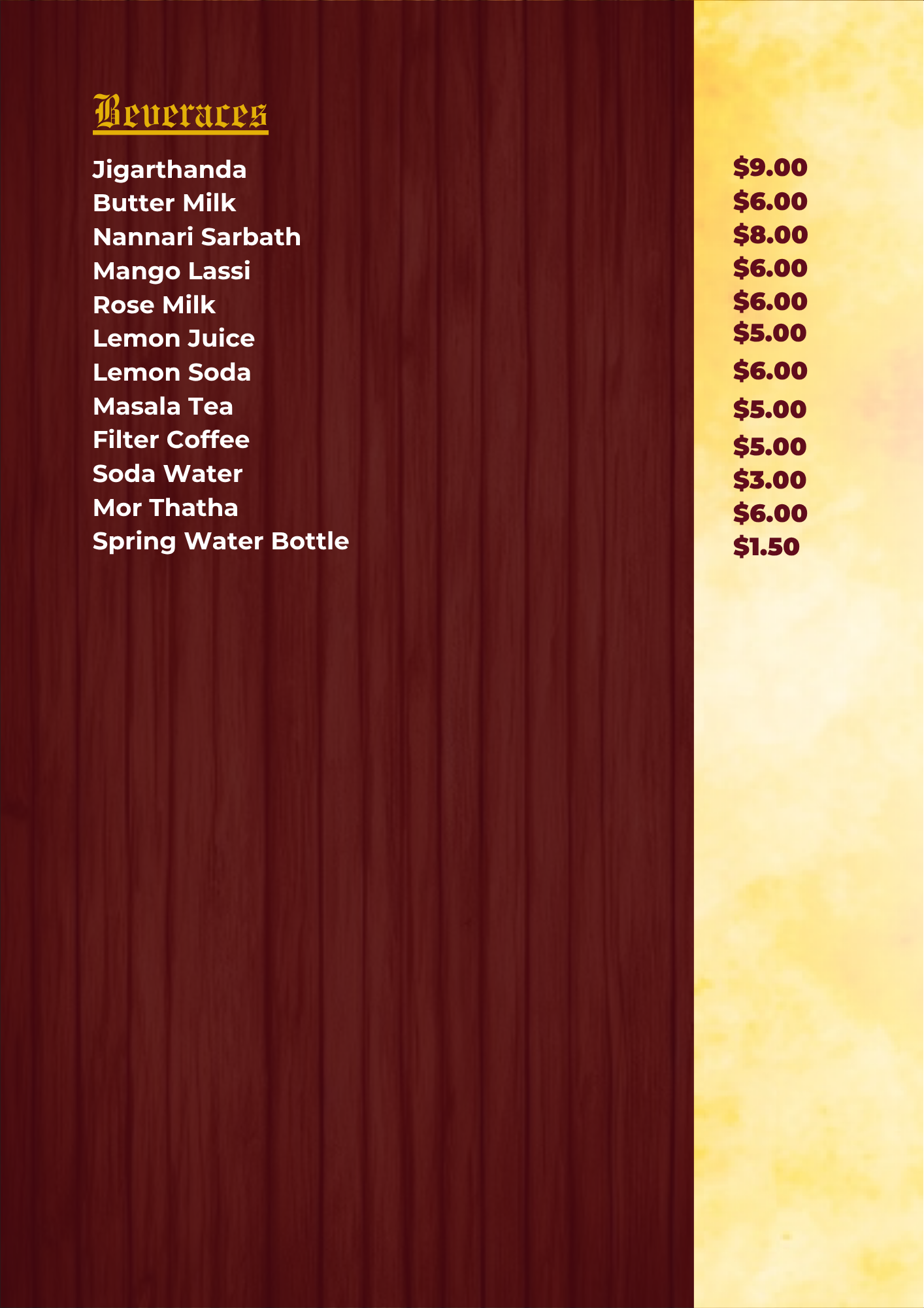Menu Card Page 13