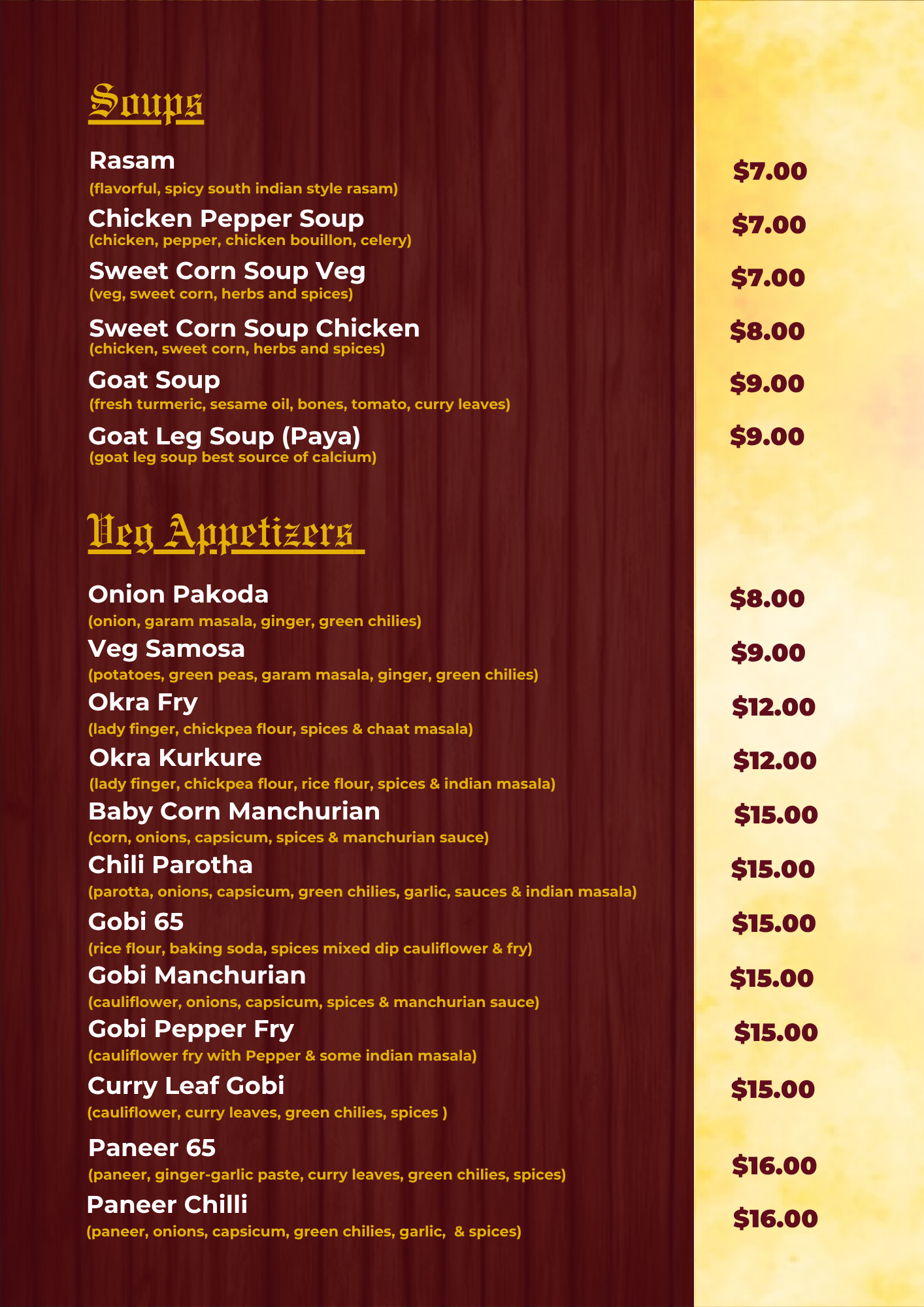 Menu Card Page 3