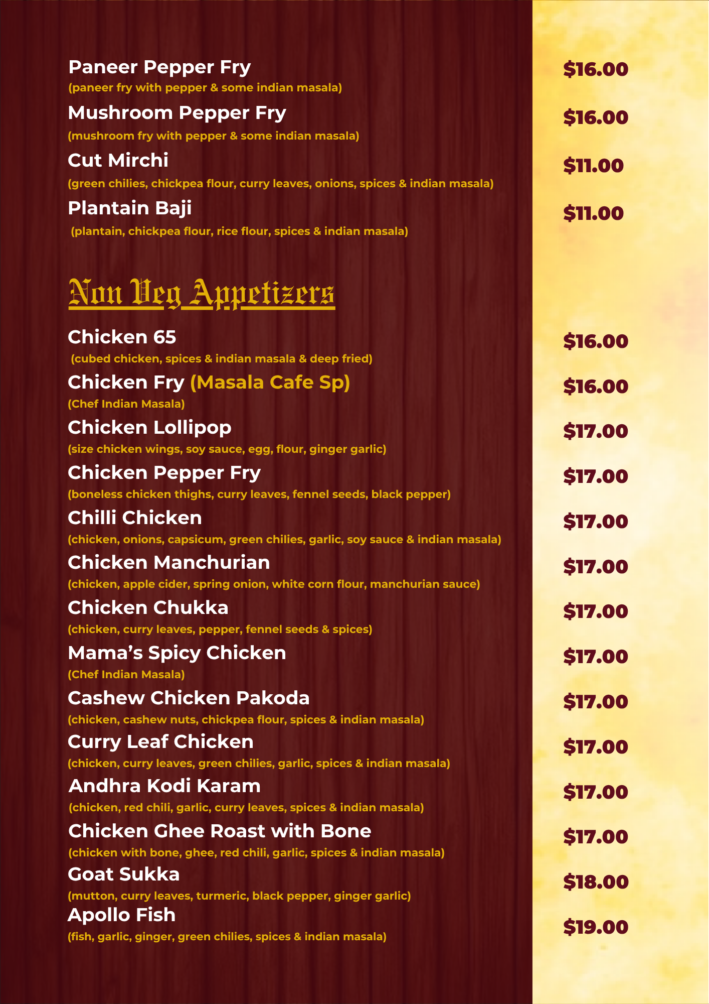 Menu Card Page 4