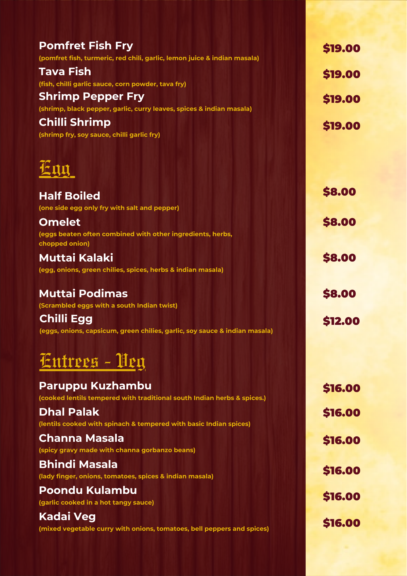 Menu Card Page 5