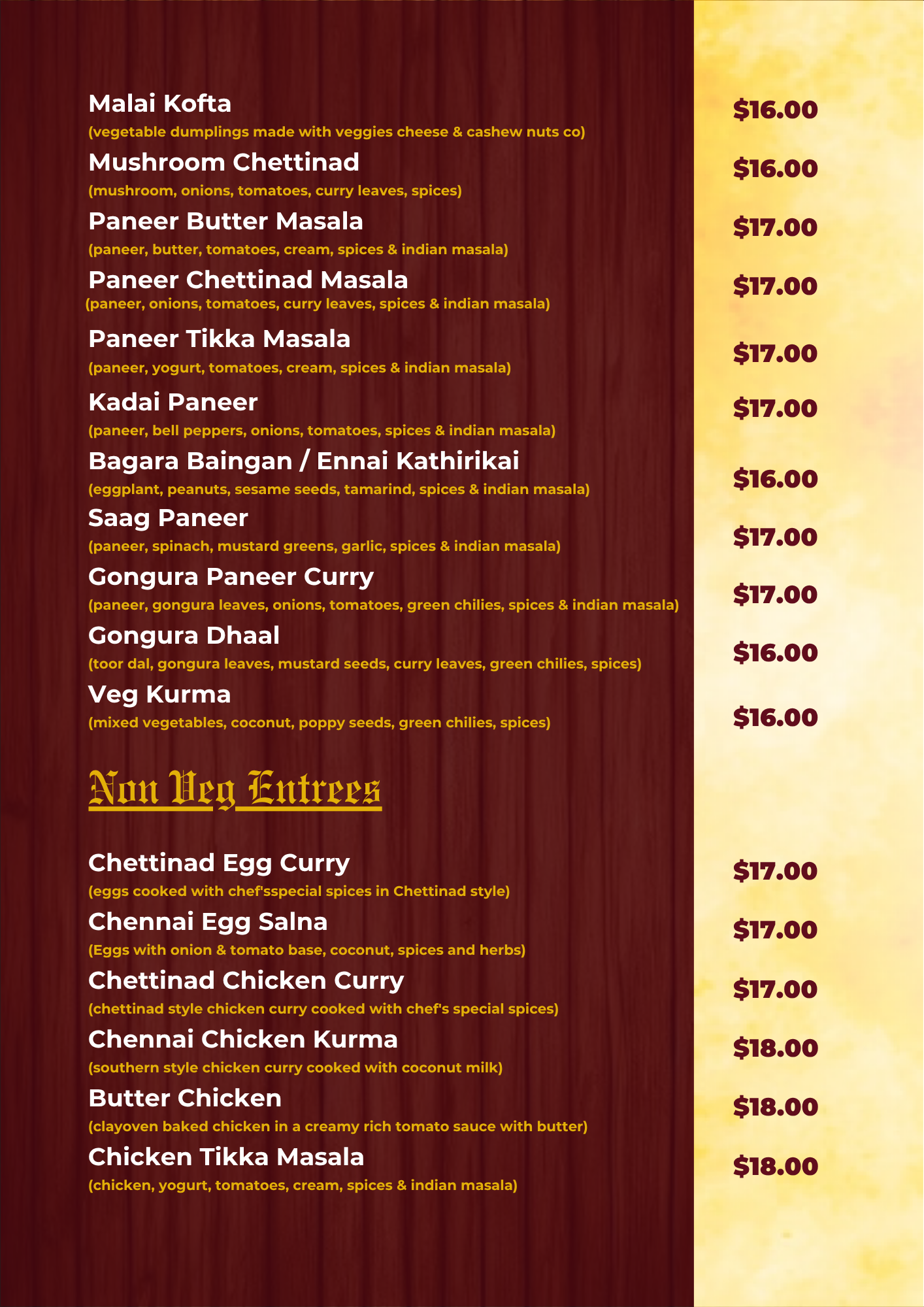 Menu Card Page 6