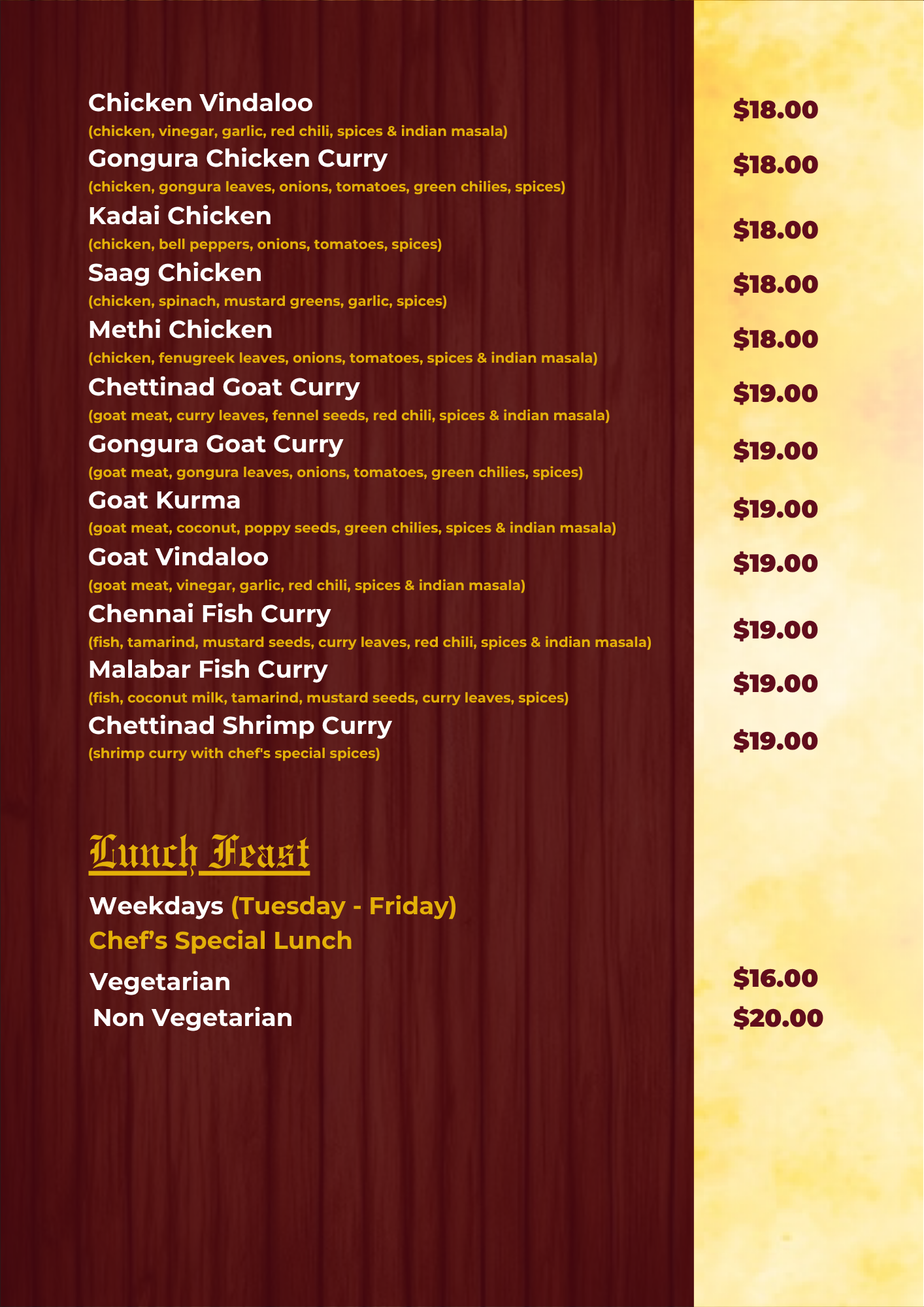 Menu Card Page 7